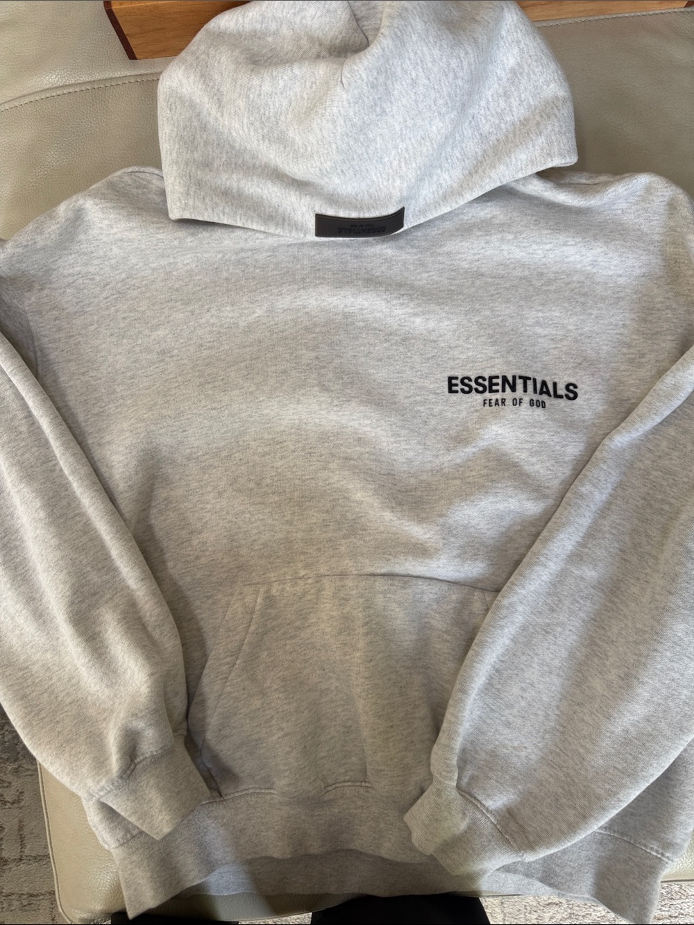 Fear of God ESSENTIALS Heather Light Gray Pullover Hoodie